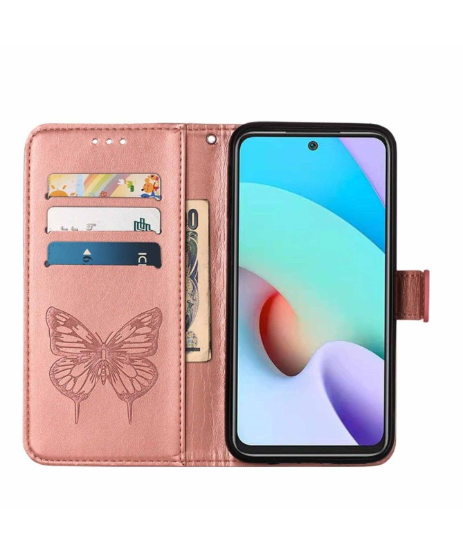 Housse Xiaomi Redmi 10 Papillon Fleur Porte-Cartes