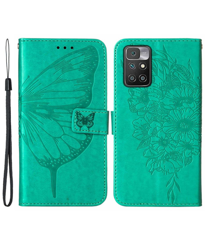 Housse Xiaomi Redmi 10 Papillon Fleur Porte-Cartes