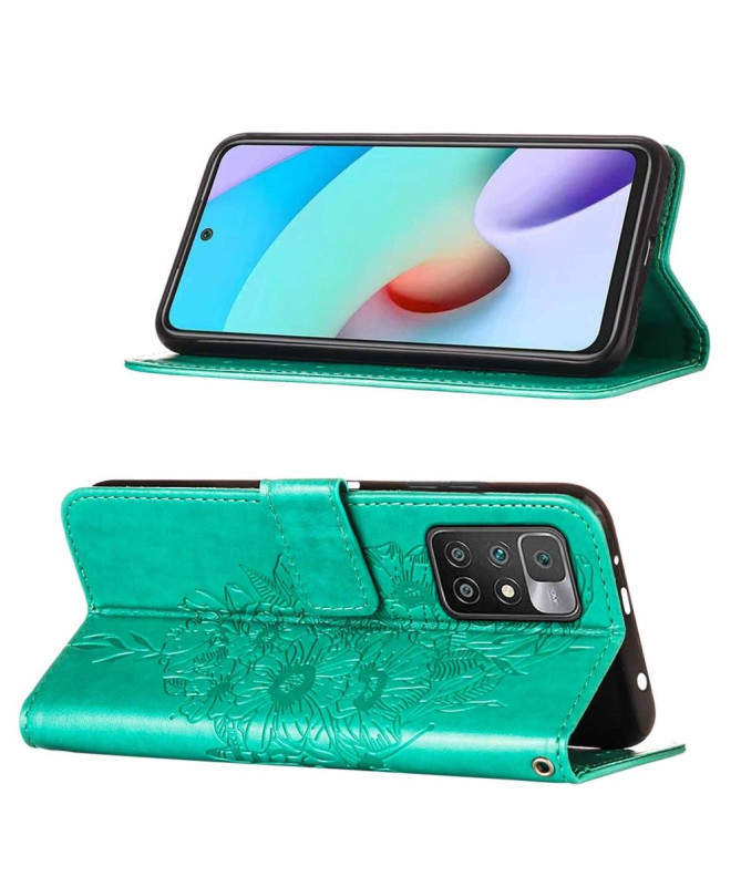 Housse Xiaomi Redmi 10 Papillon Fleur Porte-Cartes