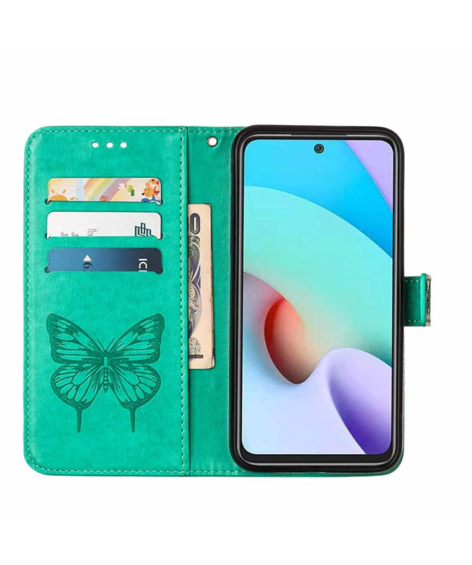 Housse Xiaomi Redmi 10 Papillon Fleur Porte-Cartes