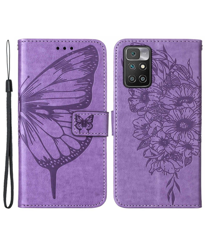 Housse Xiaomi Redmi 10 Papillon Fleur Porte-Cartes