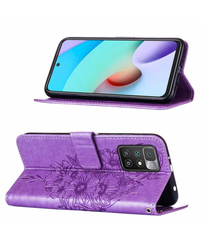 Housse Xiaomi Redmi 10 Papillon Fleur Porte-Cartes