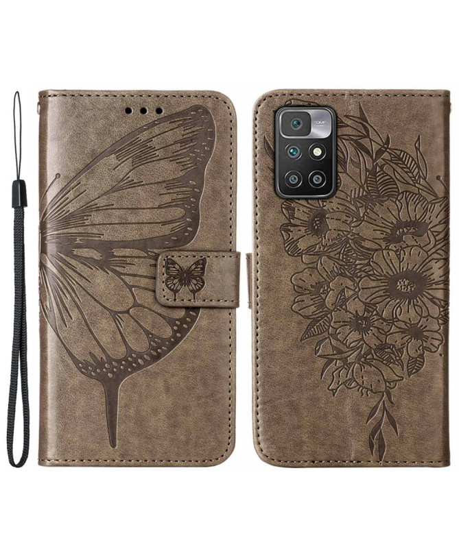 Housse Xiaomi Redmi 10 Papillon Fleur Porte-Cartes