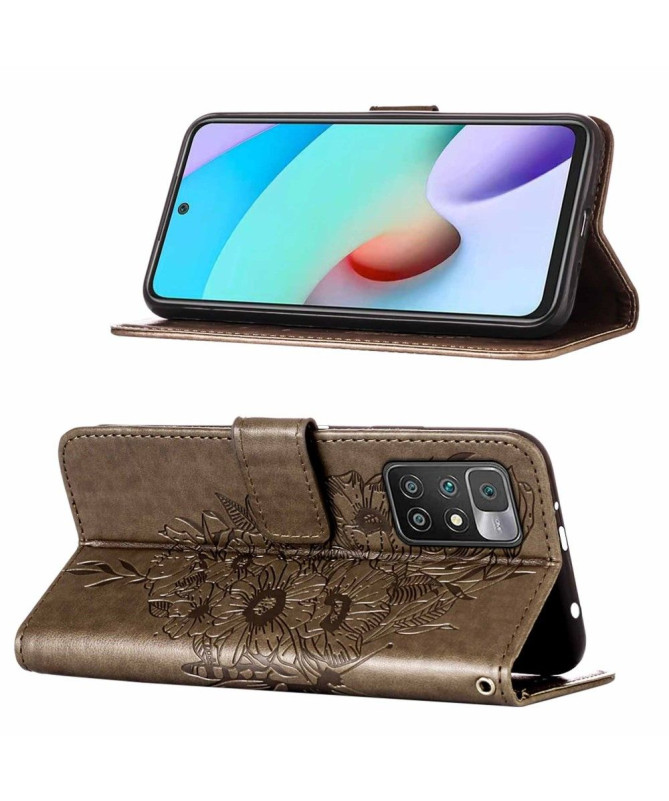 Housse Xiaomi Redmi 10 Papillon Fleur Porte-Cartes