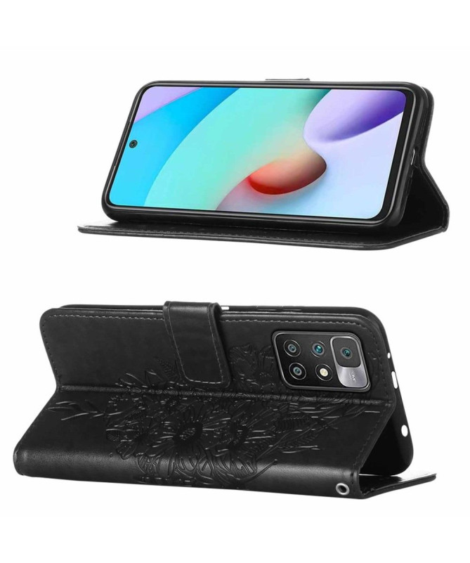 Housse Xiaomi Redmi 10 Papillon Fleur Porte-Cartes
