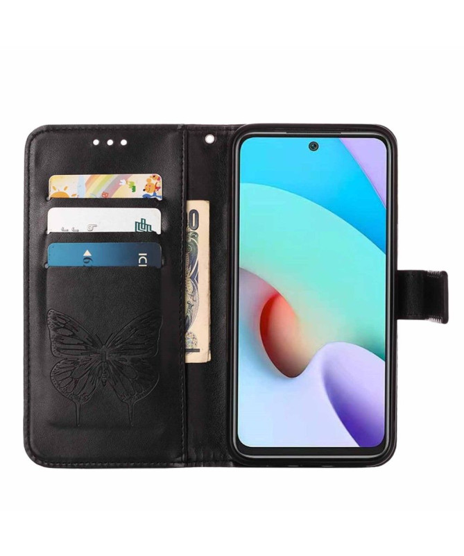 Housse Xiaomi Redmi 10 Papillon Fleur Porte-Cartes