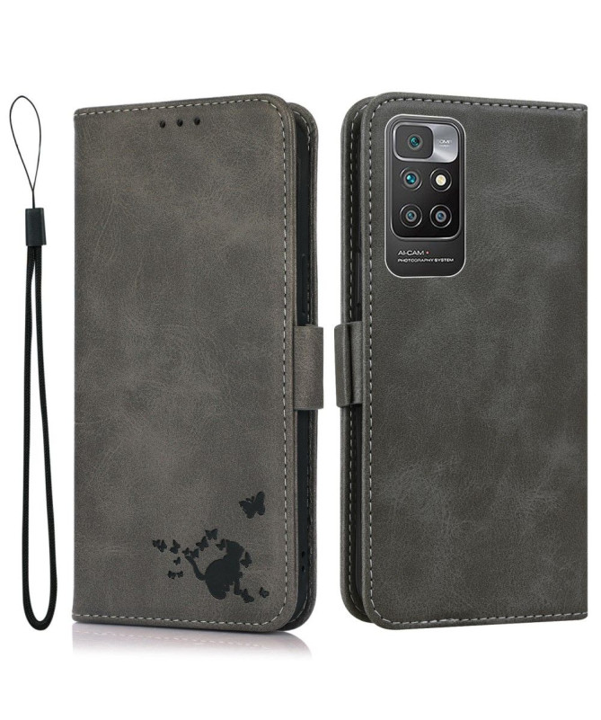 Housse Xiaomi Redmi 10 illustration chat effet cuir
