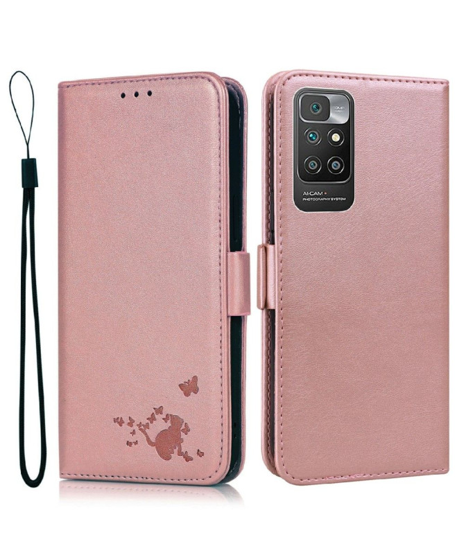 Housse Xiaomi Redmi 10 illustration chat effet cuir