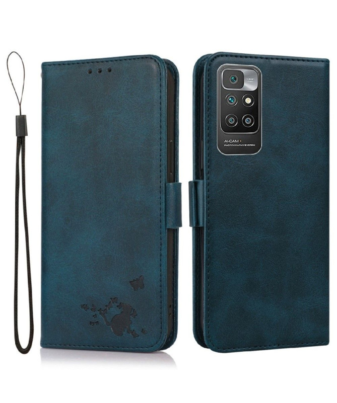 Housse Xiaomi Redmi 10 illustration chat effet cuir