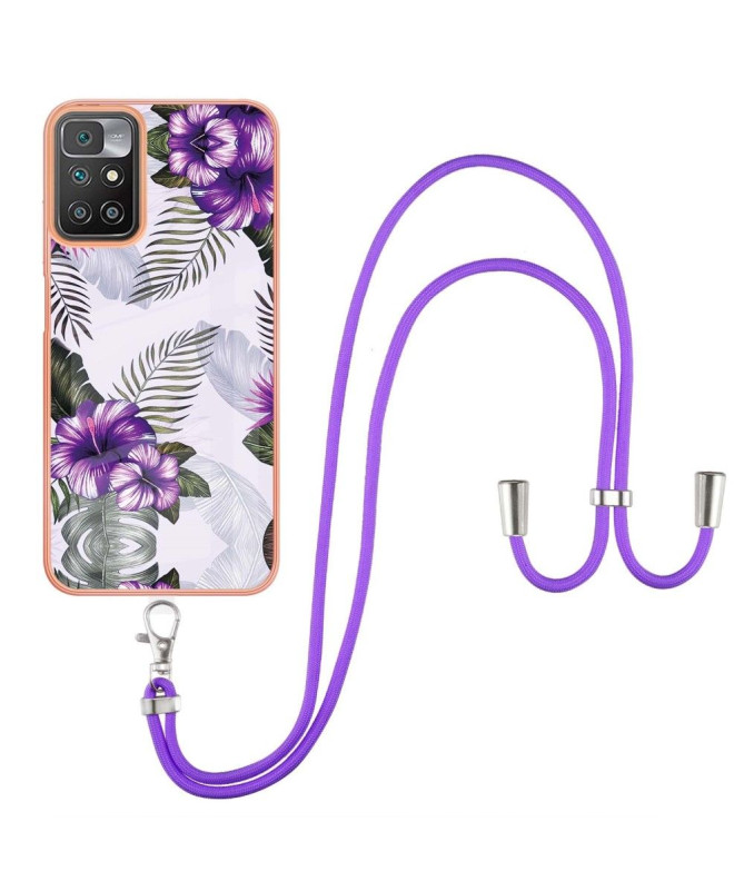 Coque à cordon Xiaomi Redmi 10 fleurs exotiques