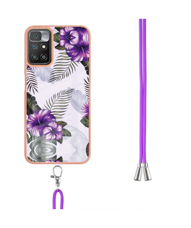 Coque à cordon Xiaomi Redmi 10 fleurs exotiques