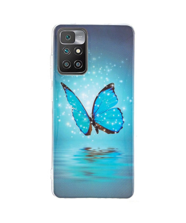 Coque Xiaomi Redmi 10 Luminous papillon bleu