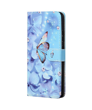 Housse Xiaomi Redmi Note 11 / 11S Papillon et fleurs bleues