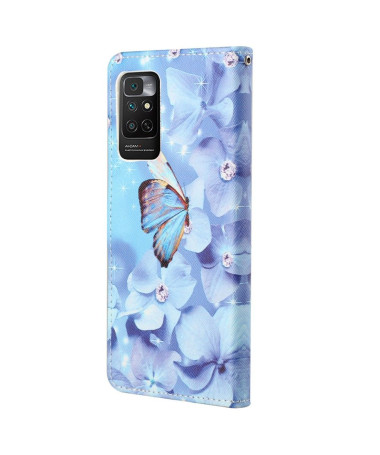 Housse Xiaomi Redmi Note 11 / 11S Papillon et fleurs bleues