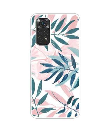 Coque Xiaomi Redmi Note 11 / 11S Feuilles Vertes et Roses