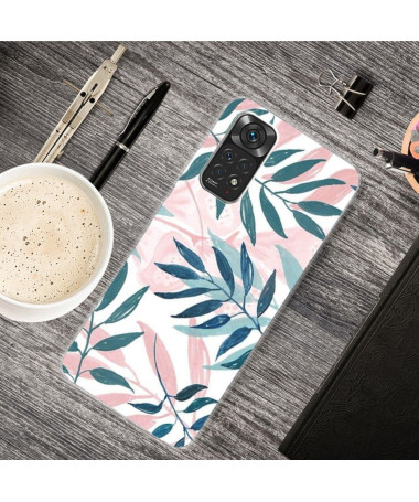 Coque Xiaomi Redmi Note 11 / 11S Feuilles Vertes et Roses