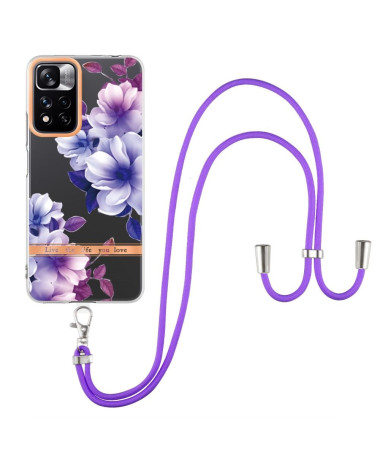 Coque Xiaomi Redmi Note 11 Pro Plus 5G Bégonia fleur à cordon