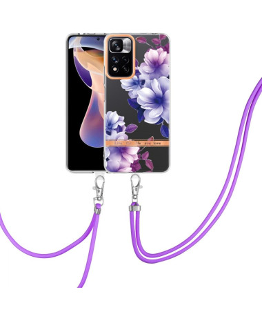 Coque Xiaomi Redmi Note 11 Pro Plus 5G Bégonia fleur à cordon