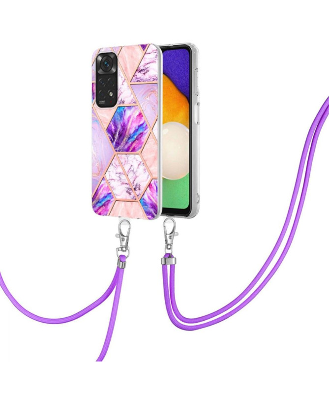 Coque Xiaomi Redmi Note 11 / 11S multicolore motif géométrie à cordon