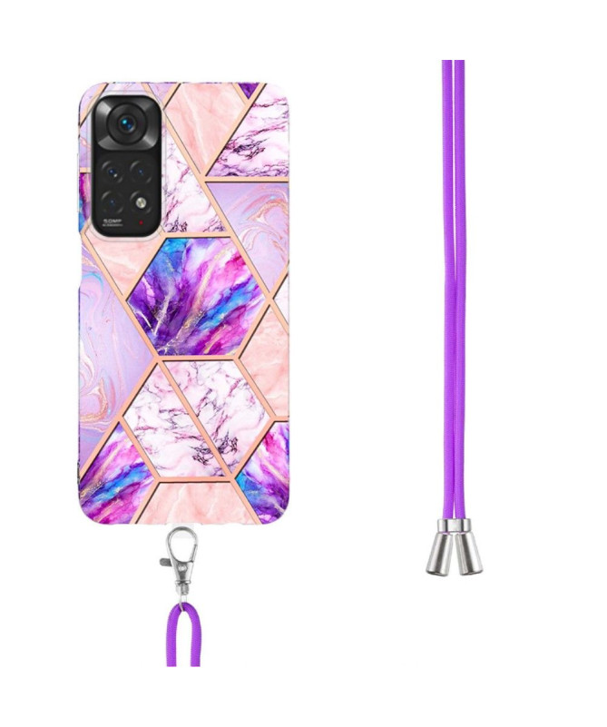 Coque Xiaomi Redmi Note 11 / 11S multicolore motif géométrie à cordon