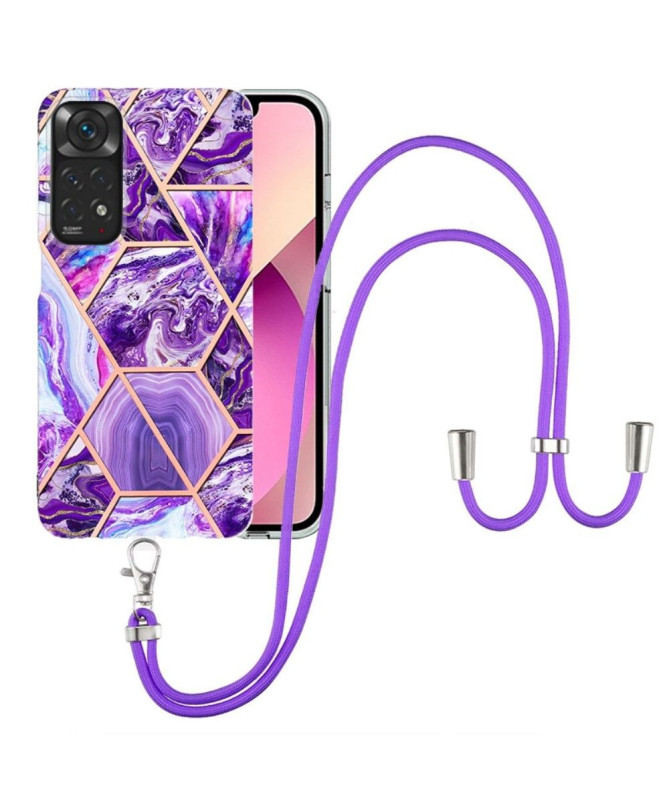 Coque Xiaomi Redmi Note 11 / 11S multicolore motif géométrie à cordon