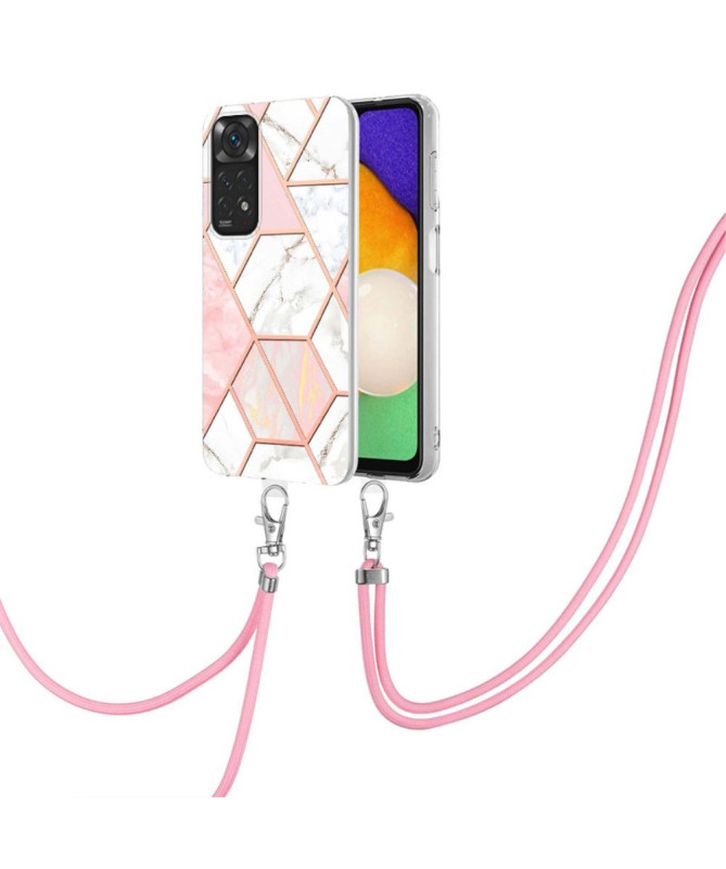 Coque Xiaomi Redmi Note 11 / 11S multicolore motif géométrie à cordon