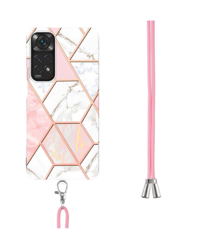 Coque Xiaomi Redmi Note 11 / 11S multicolore motif géométrie à cordon