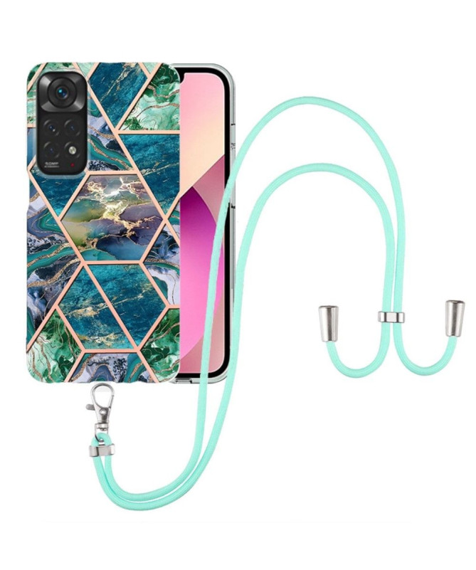 Coque Xiaomi Redmi Note 11 / 11S multicolore motif géométrie à cordon