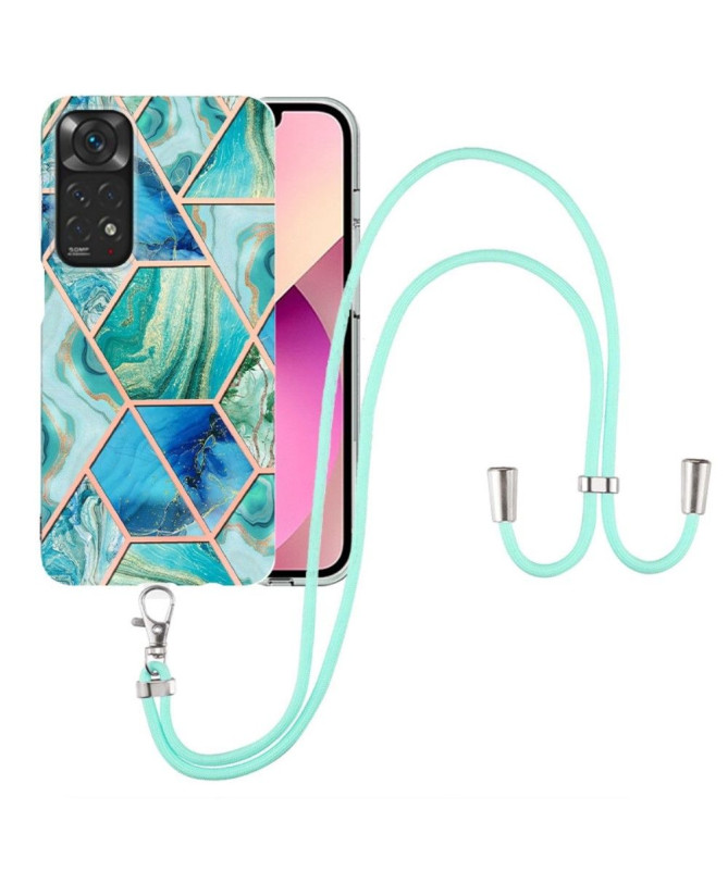 Coque Xiaomi Redmi Note 11 / 11S multicolore motif géométrie à cordon