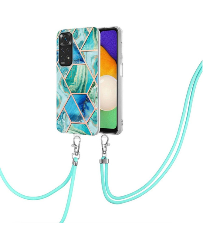 Coque Xiaomi Redmi Note 11 / 11S multicolore motif géométrie à cordon