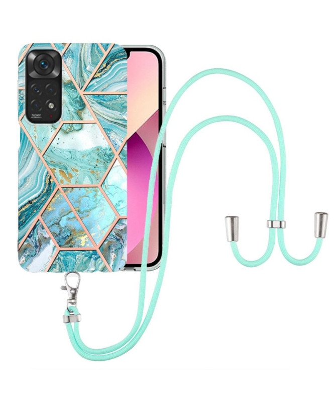 Coque Xiaomi Redmi Note 11 / 11S multicolore motif géométrie à cordon