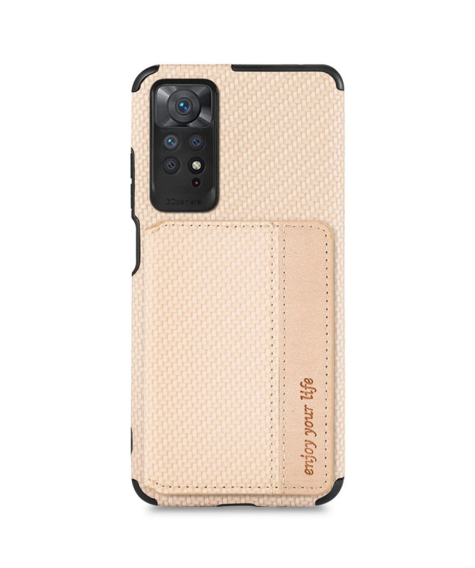 Coque Xiaomi Redmi Note 11/11S Fibre Carbone Porte-Cartes Fonction Support