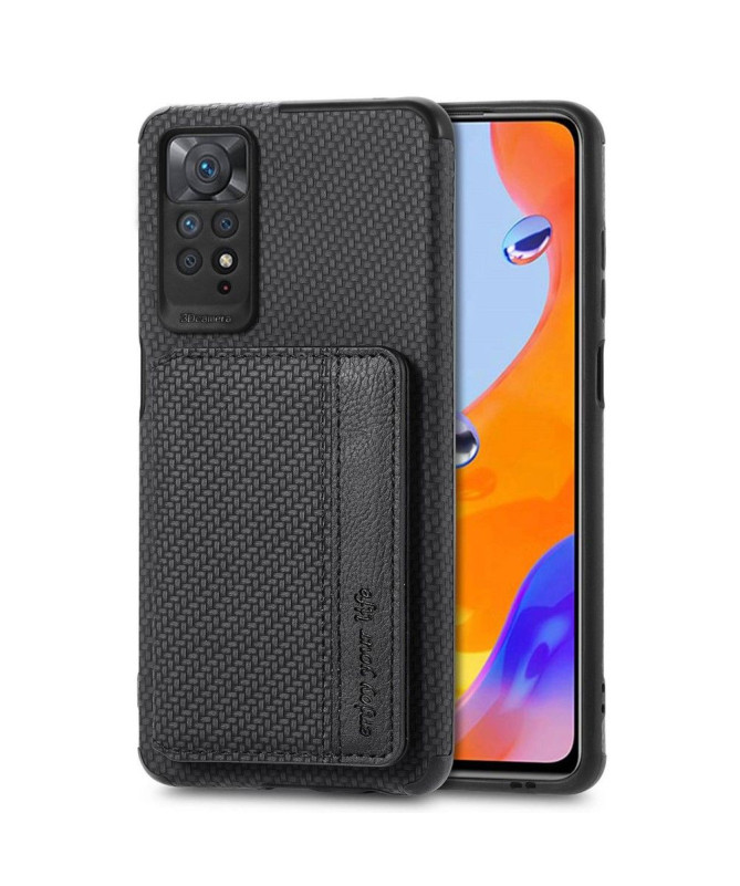 Coque Xiaomi Redmi Note 11/11S Fibre Carbone Porte-Cartes Fonction Support