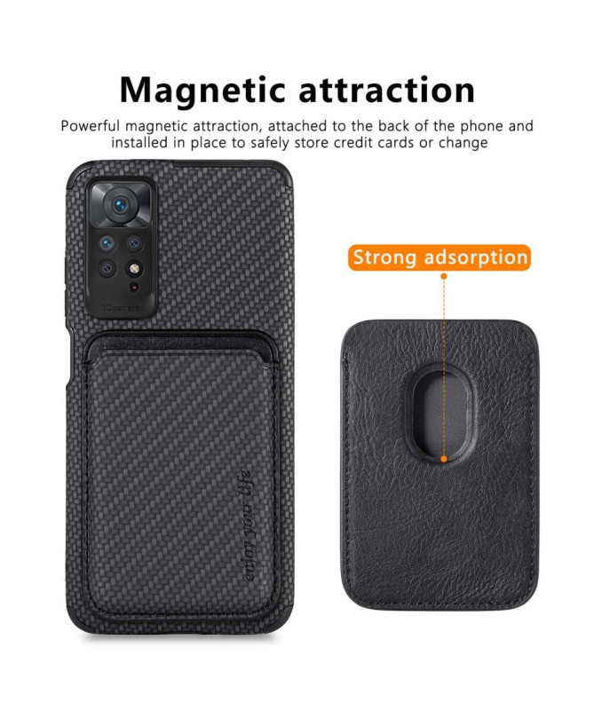 Coque Xiaomi Redmi Note 11/11S Fibre de Carbone Porte-cartes détachable