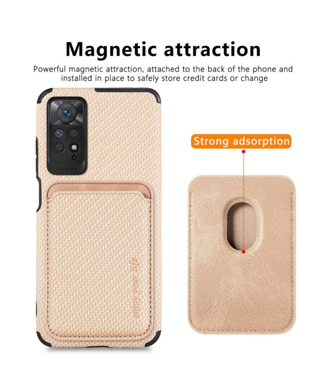 Coque Xiaomi Redmi Note 11/11S Fibre de Carbone Porte-cartes détachable