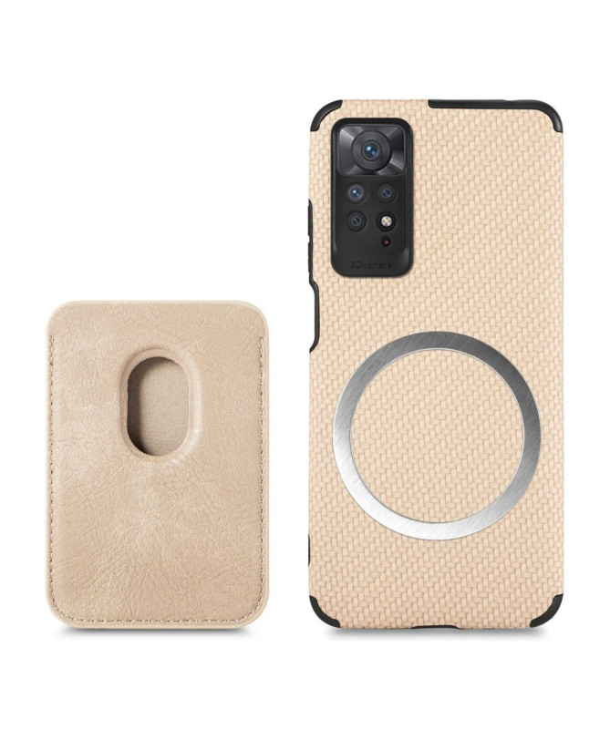 Coque Xiaomi Redmi Note 11/11S Fibre de Carbone Porte-cartes détachable