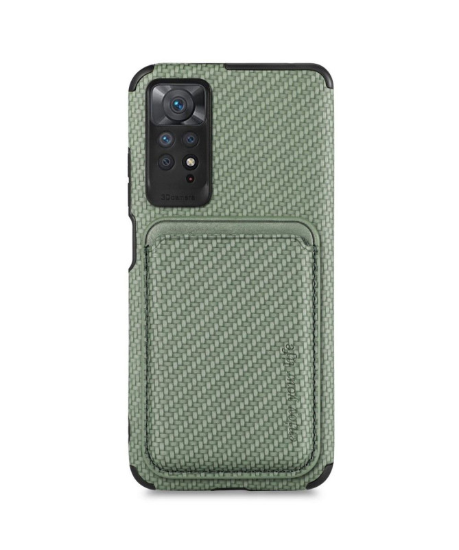 Coque Xiaomi Redmi Note 11/11S Fibre de Carbone Porte-cartes détachable