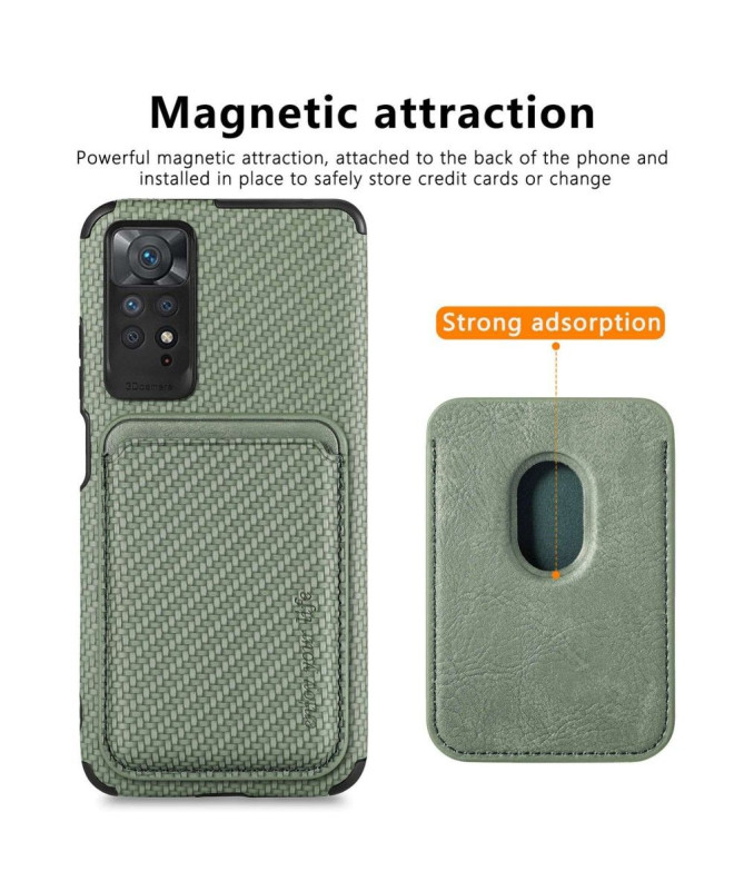 Coque Xiaomi Redmi Note 11/11S Fibre de Carbone Porte-cartes détachable