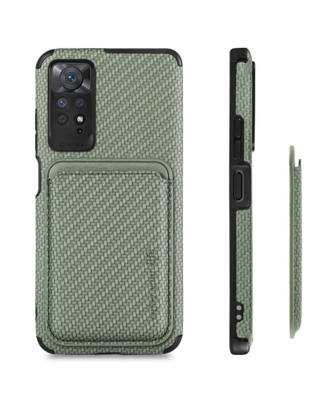 Coque Xiaomi Redmi Note 11/11S Fibre de Carbone Porte-cartes détachable