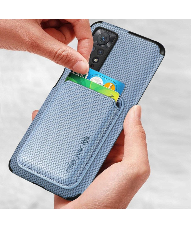 Coque Xiaomi Redmi Note 11/11S Fibre de Carbone Porte-cartes détachable