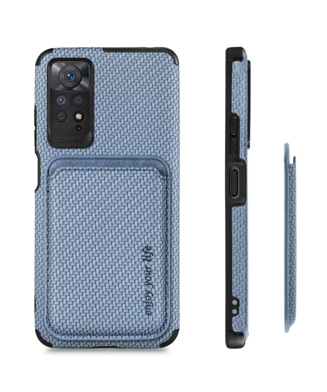 Coque Xiaomi Redmi Note 11/11S Fibre de Carbone Porte-cartes détachable