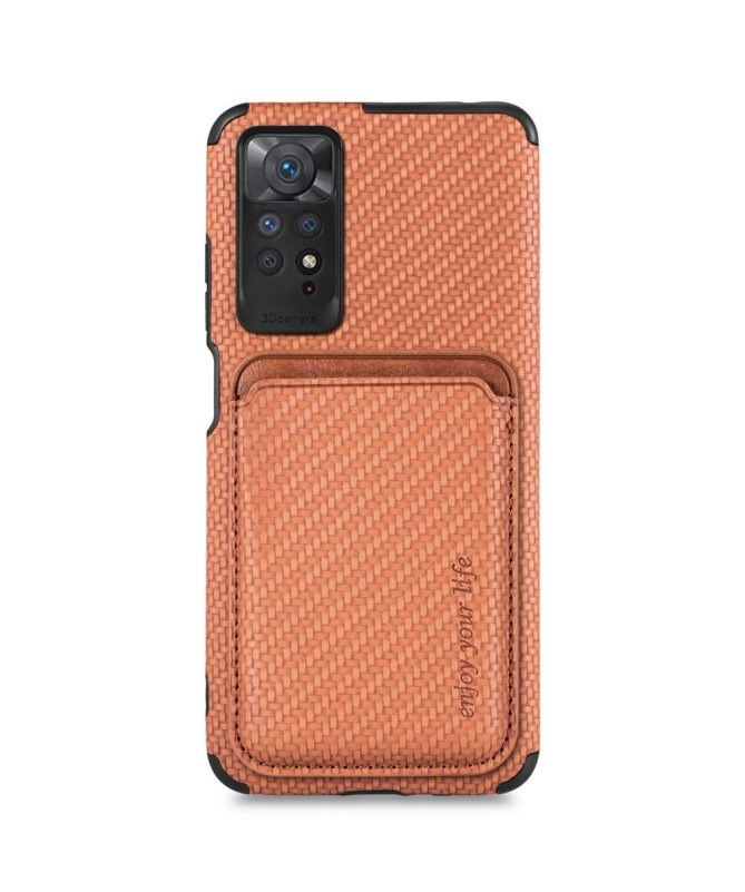 Coque Xiaomi Redmi Note 11/11S Fibre de Carbone Porte-cartes détachable