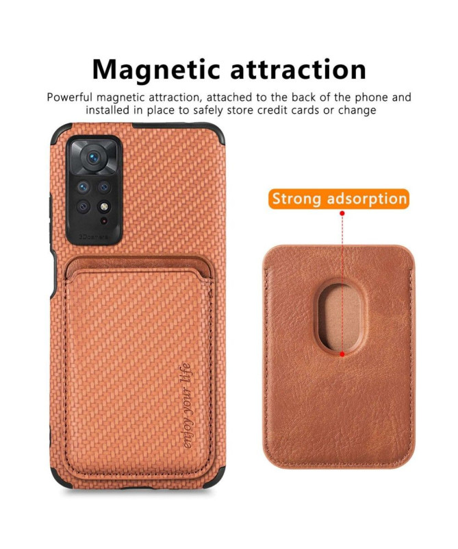 Coque Xiaomi Redmi Note 11/11S Fibre de Carbone Porte-cartes détachable