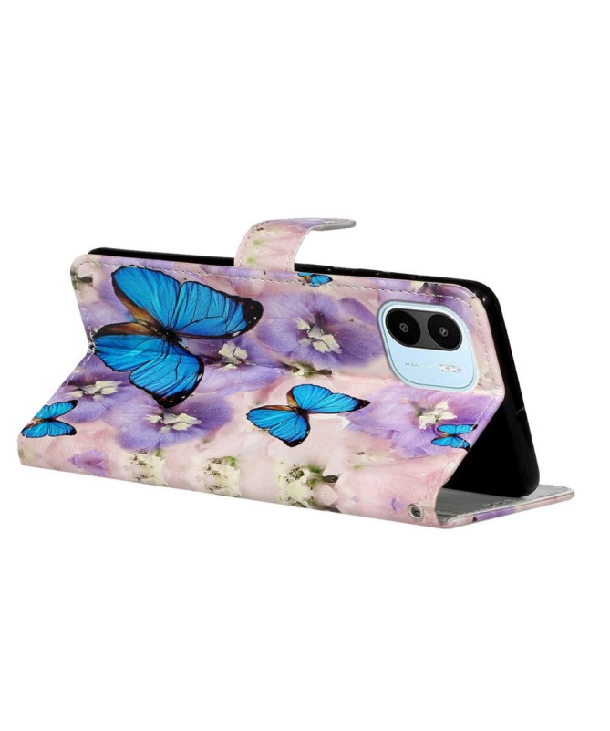 Housse Xiaomi Redmi A1 Papillons Bleus et Fleurs