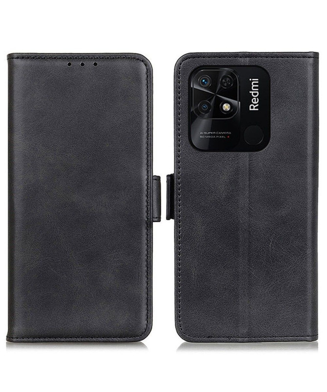 Étui portefeuille revêtement simili cuir mat pour Xiaomi Redmi 10C