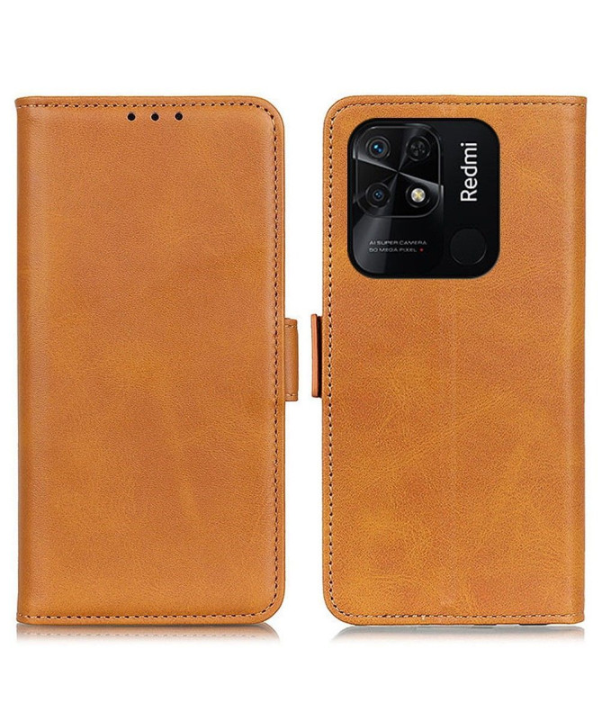 Étui portefeuille revêtement simili cuir mat pour Xiaomi Redmi 10C