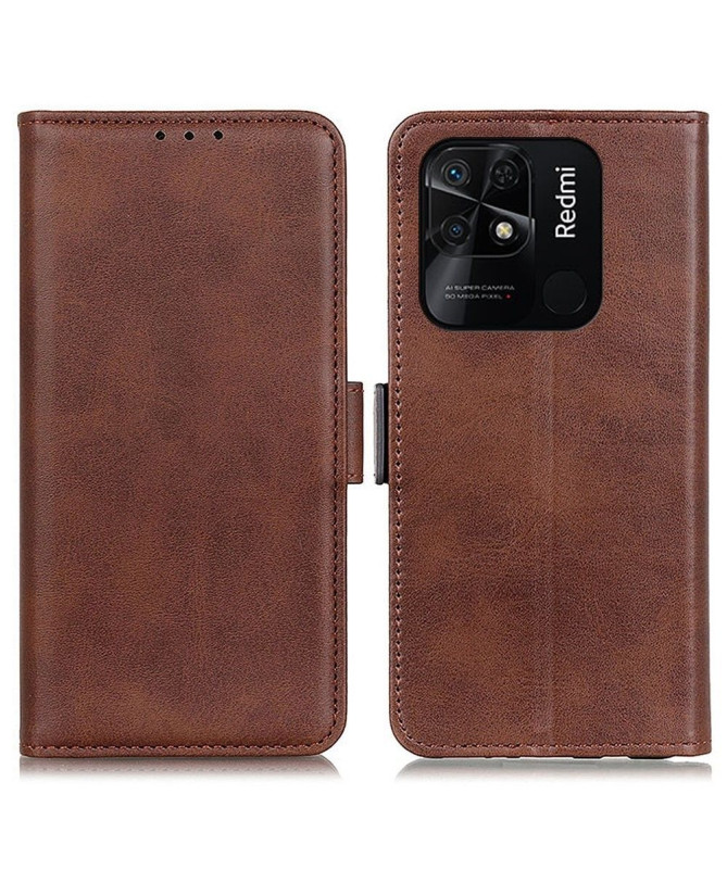 Étui portefeuille revêtement simili cuir mat pour Xiaomi Redmi 10C