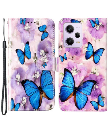 Housse Xiaomi Redmi Note 12 Pro/Poco X5 Pro 5G Papillons bleus et fleurs