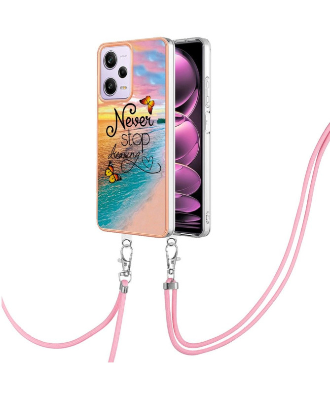 Coque Xiaomi Redmi Note 12 Pro/Poco X5 Pro 5G à cordon Never Stop Dreaming