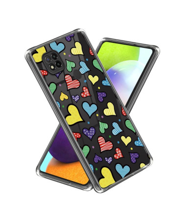 Coque Xiaomi Redmi 10A Coeurs Colorés